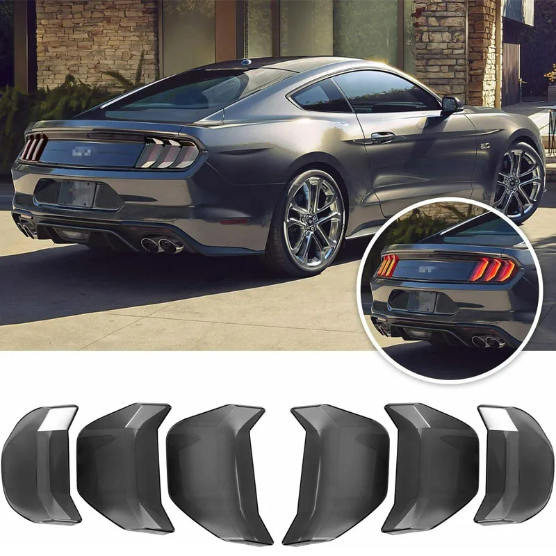 Tail Light Lamp Cover Guard Trim Frame Bezels Decoration for Ford Mustang 2018 - 2022 Exterior Accessories (Smoked Black 6PCS)