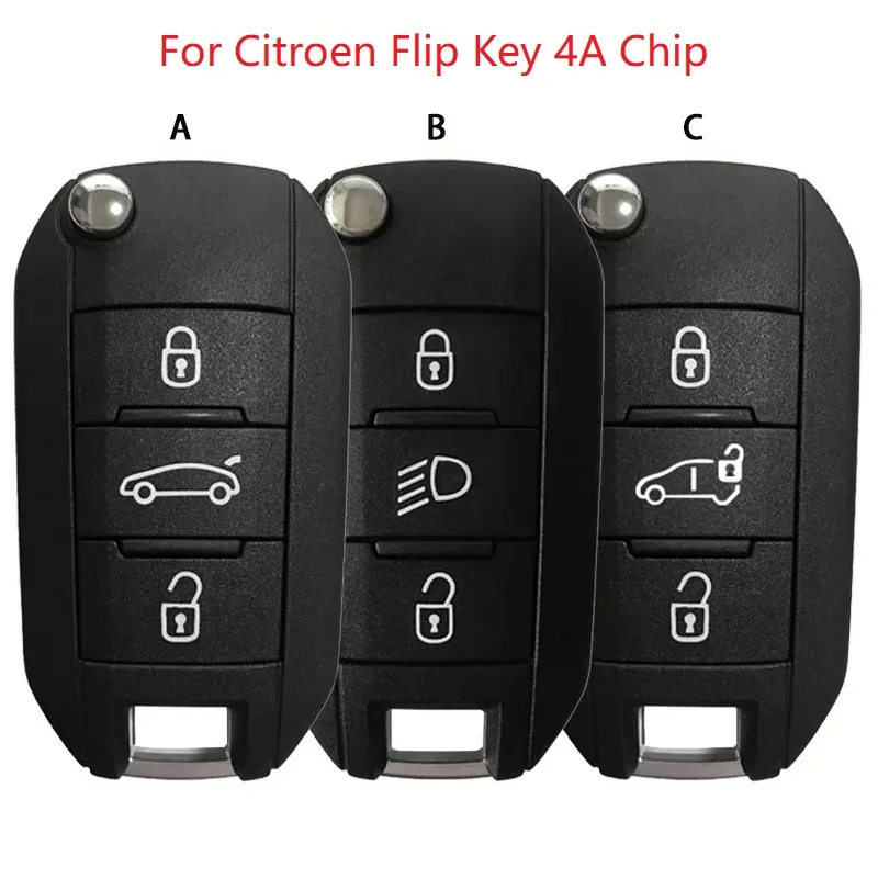 

Ключ-раскладушка HITAG AES с 3 кнопками, 433 МГц, для Citroen