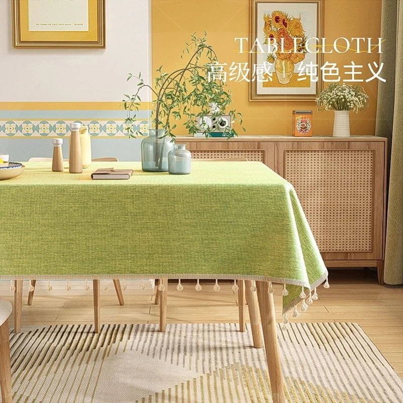 

Cotton and linen imitation fabric art, light luxury dining table, tea table, square solid color tablecloth
