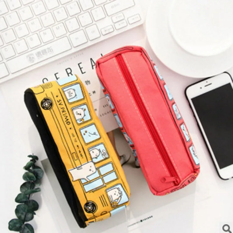 

Large capacity pencil case Simple plaid canvas pencil case student portable pencil case Pen bag Office Koreanstationery box New