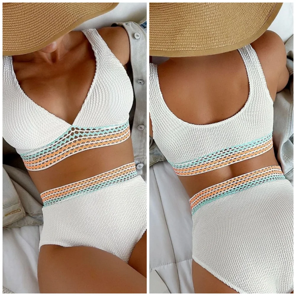 

Split Two-piece Women's Swimsuit Sexy High Waist Split Bikini Swimwear Women 2022 Summer Beach Vacation Beachwear