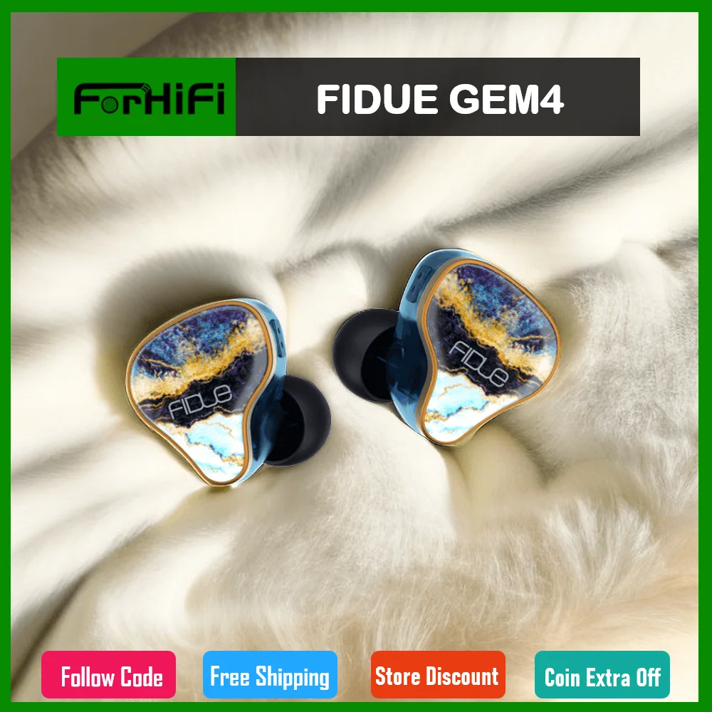 

FIDUE GEM4 4BA Earphones HiFi Headphones with Detachable Cable IEMs