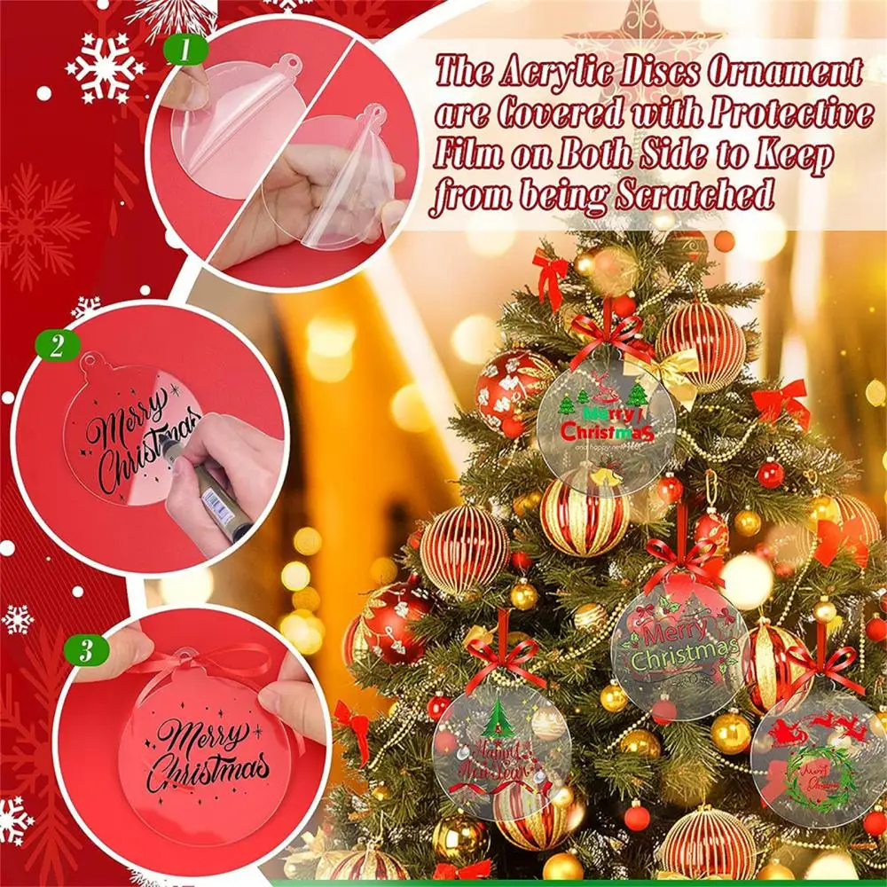 2025 30 шт. акриловые диски подвесное украшение для рождественской елки пустой круг
