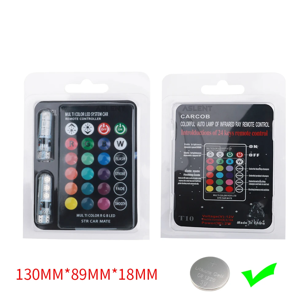 1 компл. T10 W5w RGB светодиодная лампа с функцией памяти CANbus 194 168 Автомобиль пультом