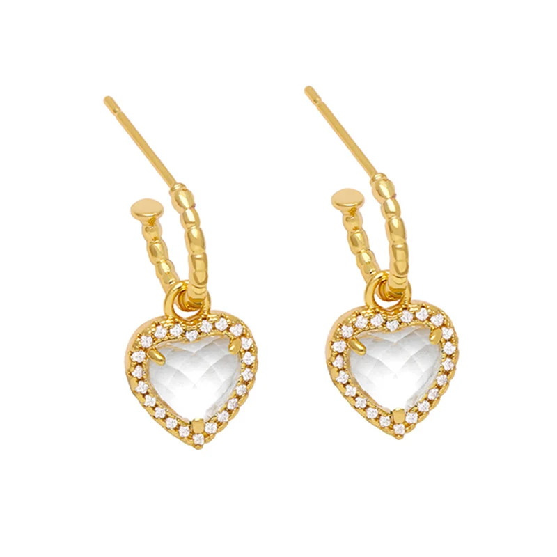 

Серьги в форме сердца, модные розовые латунные серьги с бриллиантами для взрослых, милые украшения, аксессуары для женщин