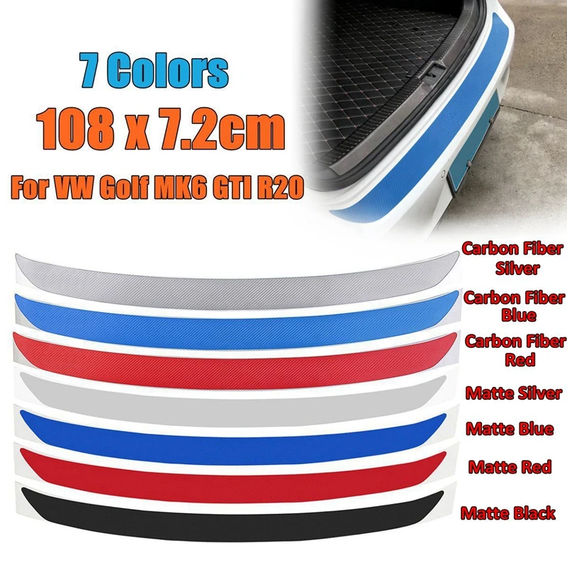 

Carbon Fiber Rear Bumper Protector Sticker Trim 7 Colors For VW Golf MK6 GTI R20 Car-Styling Sticker And Decal 108x7.2cm Sticker