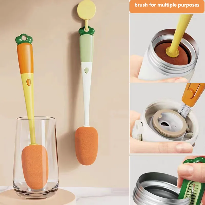 

Multifunctional Flexible Cup Brush Cup Cover Groove Gap Brush Household Soft Bristles Cleaning Brush Long Handle Cleaning Tool