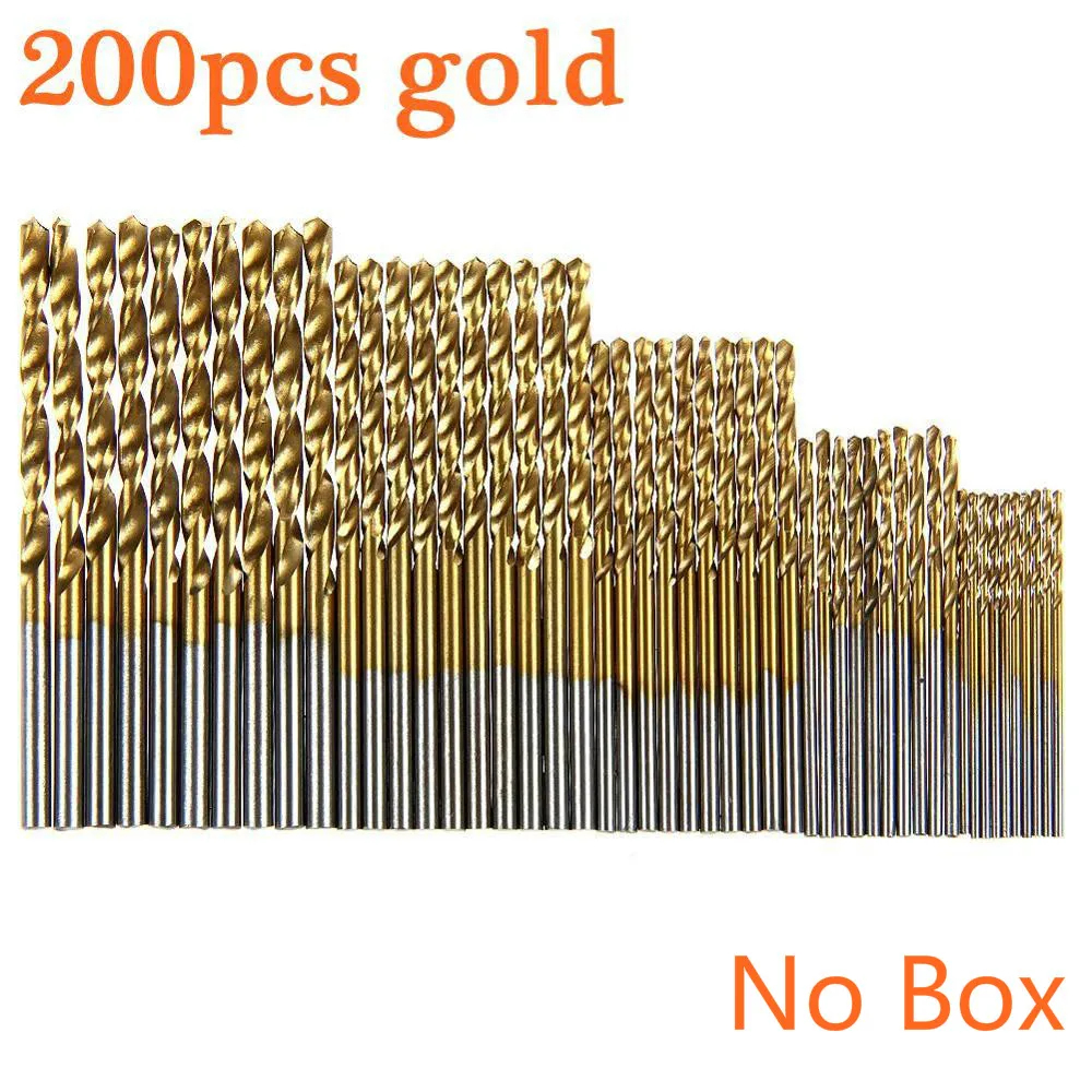 200/100pcs Titanium Coated Drill Bits Set HSS Mini Extractor Drill Bit 1/1.5/2/2.5/3mm For Metal Wood Aluminum Drilling Tools