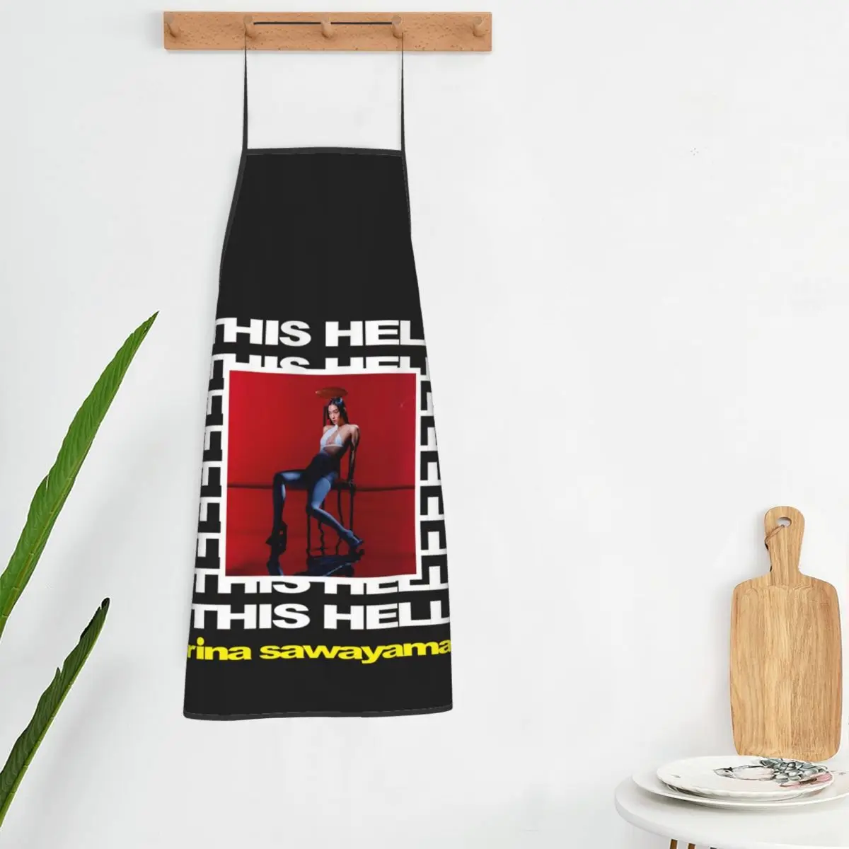 Фото Фартуки Rina Sawayama This Hell, фартуки для шеф-повара, кулинарии, кухни, водонепроницаемый нагрудник, кухонный сарафан для уборки для женщин и мужчин, живопись №5