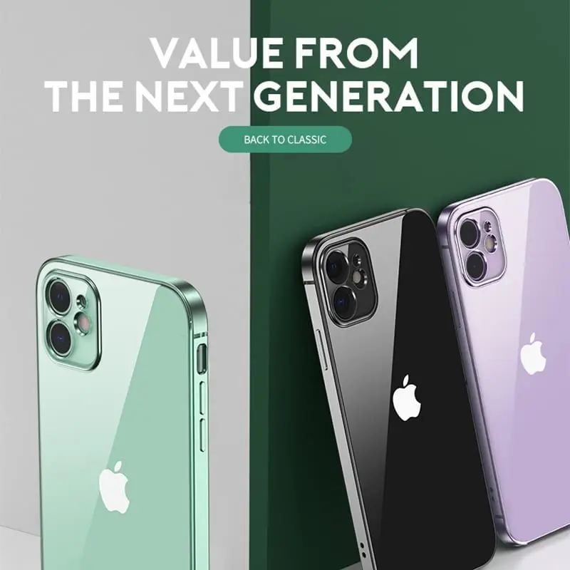 Shockproof Plating Square Frame Silicone Transparent Case on For iPhone 14 13 12 11 Pro Max Mini X XR SE 2020 Clear Back Cover