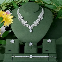4pcs luxury shiny cubic zirconia african dubai bridal wedding prom night jewelry set for women accessories n 43