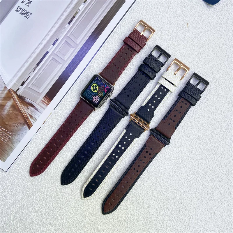 

Genuine Leather Straps for IWatch 7 6 SE 5 4 3 2 1 Women Thin Wrist Bands for Apple Watch 41/45mm 42/44mm 38/40mm Bracelet Bands