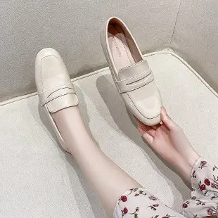 

2022 Spring Flat Shoes Women Loafers British Style Leather Designer Shoes Female Retro Elegant Shallow Women Peas Shoes