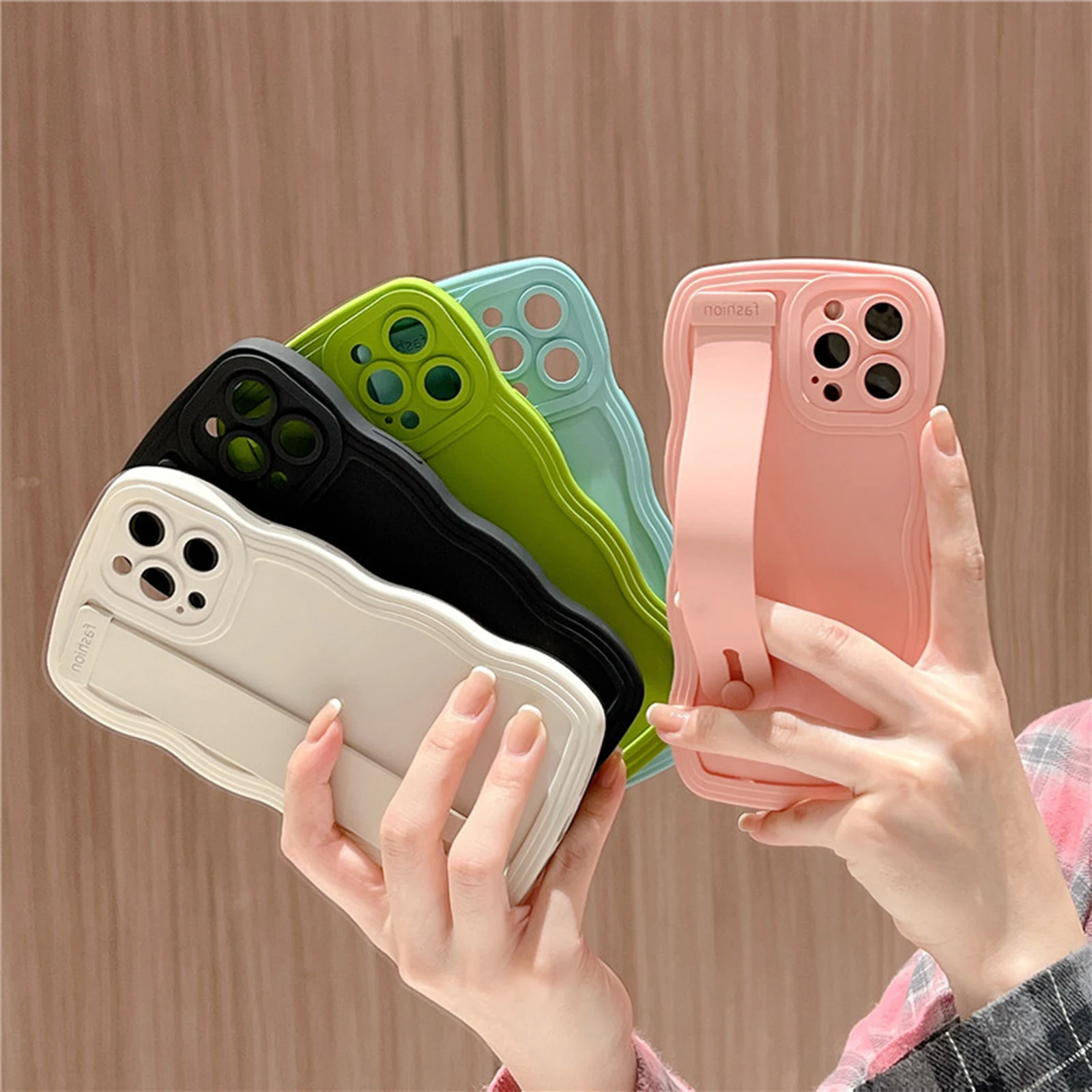 

Case for iPhone 14 Pro Max with Adjustable Wrist Strap Kickstand Soft Protective Cover with Hand Band for iPhone 14 Plus Women