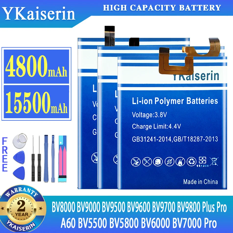 

YKaiserin Battery For Blackview A60 BV5500 BV5800 BV6000 BV7000 BV8000 BV9000 BV9500 BV9600 BV9700 BV9800 Plus Pro BV5500Plus