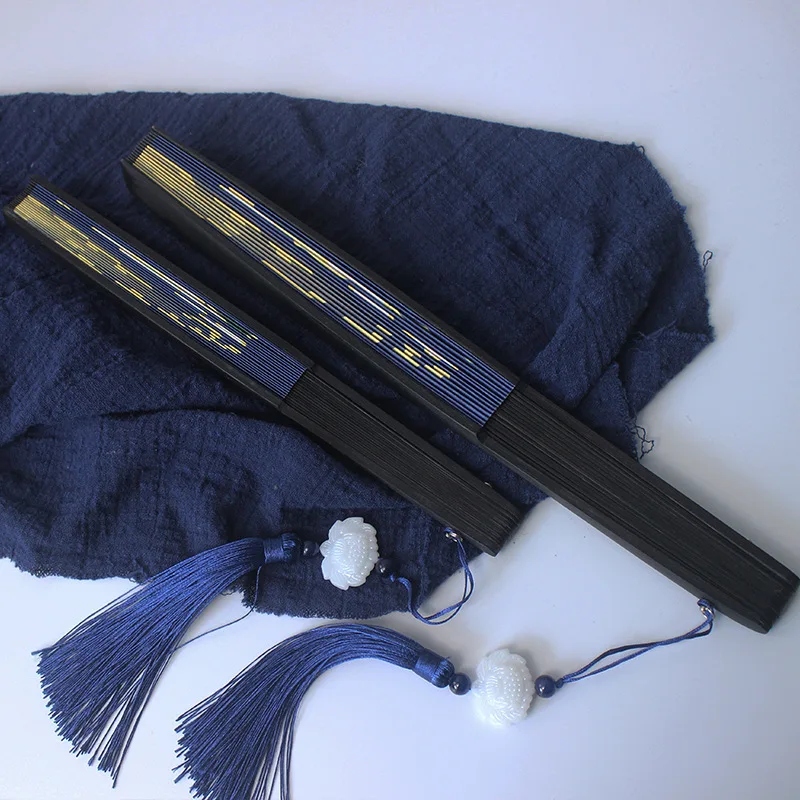 Game Genshin Impact Kamisato Ayaka Бамбуковая ткань из шелка с принтом складной веер