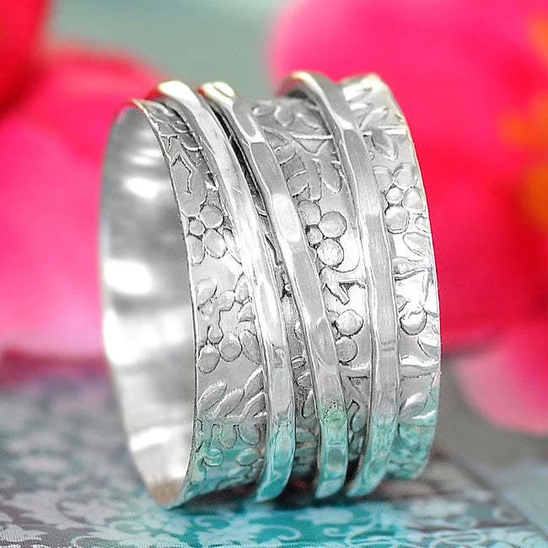 

Wide version of small broken flowers in Europe and America simple retro flowers rotating ring decompression rotatable ring