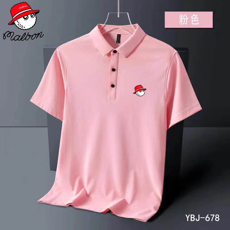 Malbon Embroidery LOGO Golf Shirts Men Summer High Quality Golf Short Sleeve Top Breathable Quick Drying Business Polo Shirt