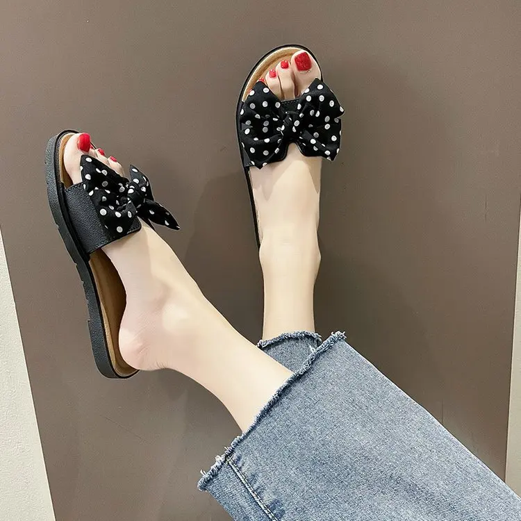 

New Bow Slippers Sandals Women Slides Summer Tendon Bottom Flip Flops Sandals Summer Shoes Outdoor Beach Sandals Women's Shoes