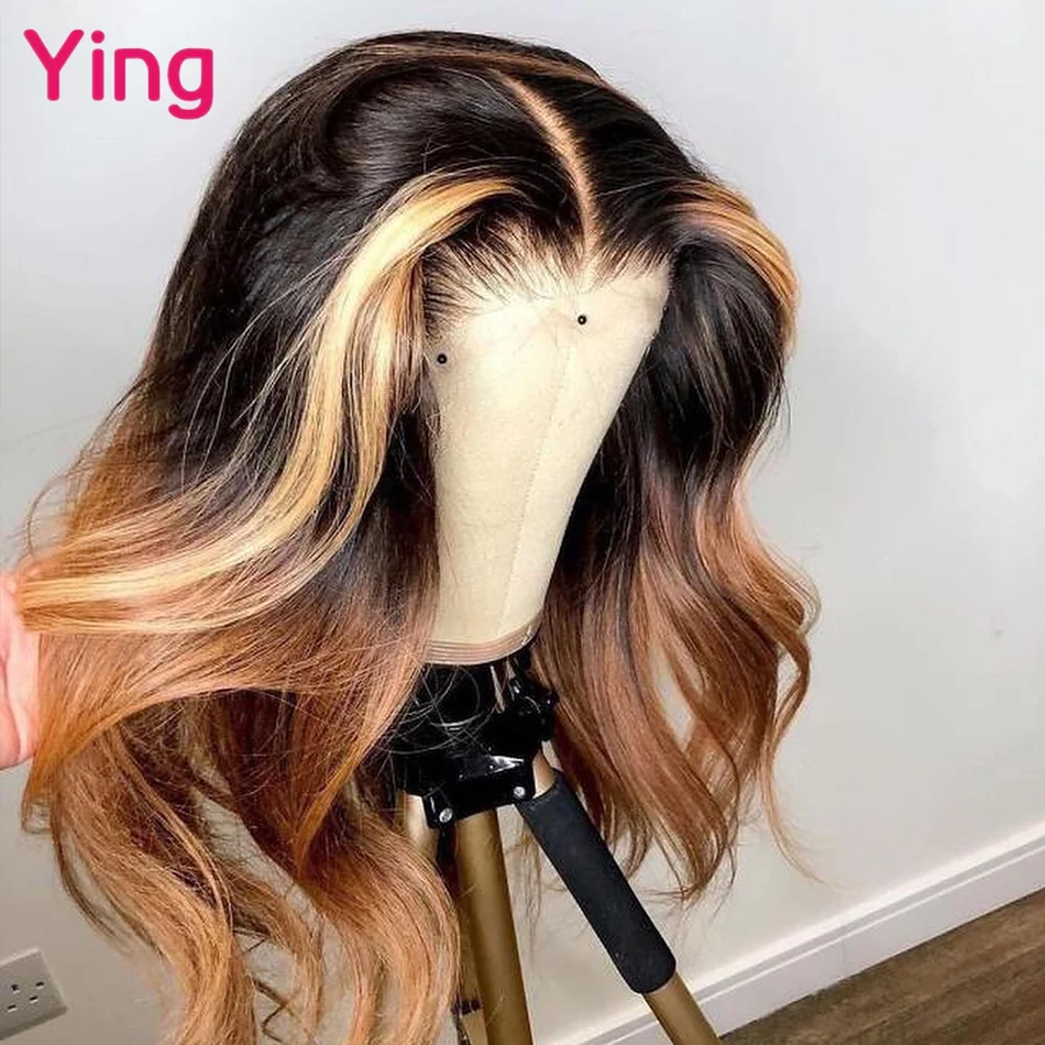 Ying hair Highlight Omber Colored 4/27 13x6 HD Lace Frontal Human Hair Wig Body Wave 13x4 Lace Front Wig for Women Brazilian