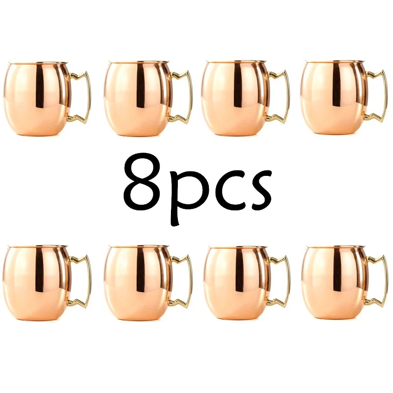

8 Pieces 550ml Moscow Mule Copper Mugs Metal Mug Cup Stainless Steel Beer Wine Coffee Cup