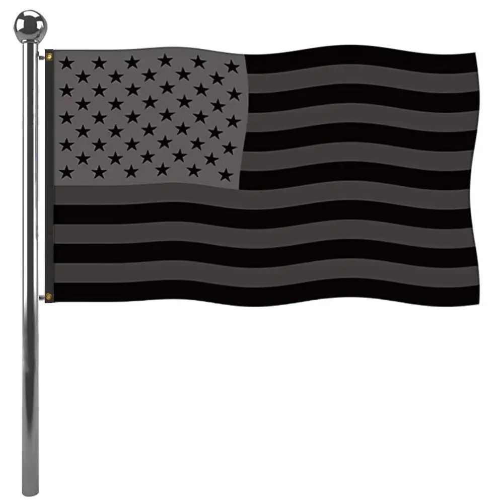 

Полностью черный американский флаг, двухстроченный полиэстер, флаги США, баннер, черные флаги США с 2 латунными люверсами, домашний декор