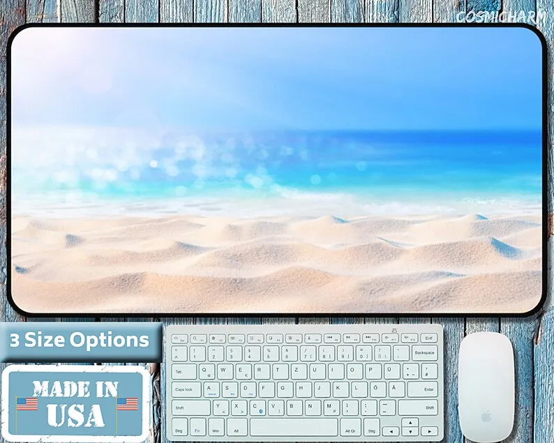 

Beach Background Desk Mat, Ocean Mouse Pad Gift For Summer Lovers, Extra Large Desk Pad For Gaming And Office Use