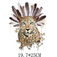 heat transfer stickers printing 19 7x25cm feather leopard animal iron on patches for diy clothes t shirt thermal