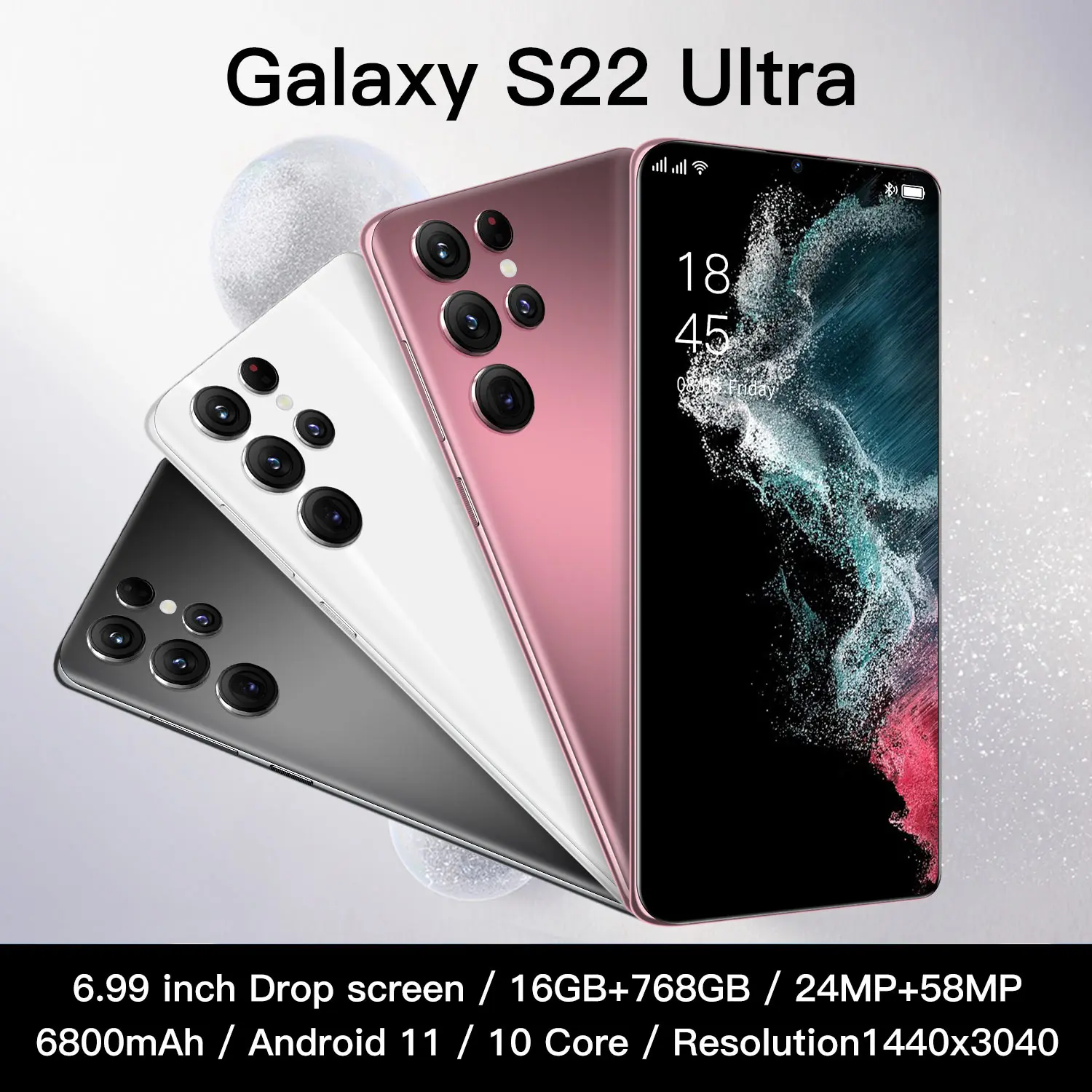 2022 new s22 ultra global version 5g mobile phone 6 99inch screen smartphone 16gb 768gb memory 6800mah battery 24mp58mp camera free global shipping
