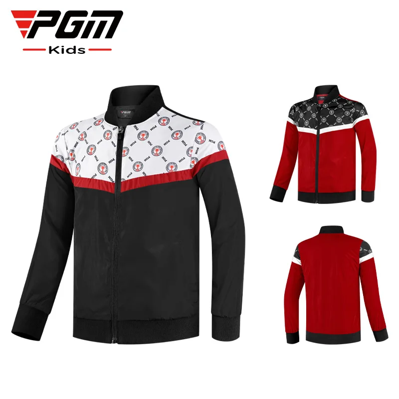 

Новинка, детская одежда для гольфа PGM, верхняя одежда на молнии с воротником, модная ветрозащитная детская спортивная одежда