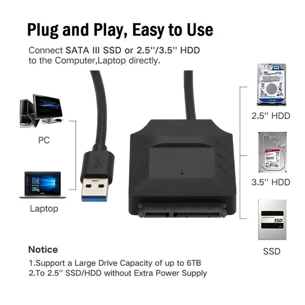 Переходник с USB 3 0 на SATA 22-контактный переходник кабельный разъем для 2 5 дюйма