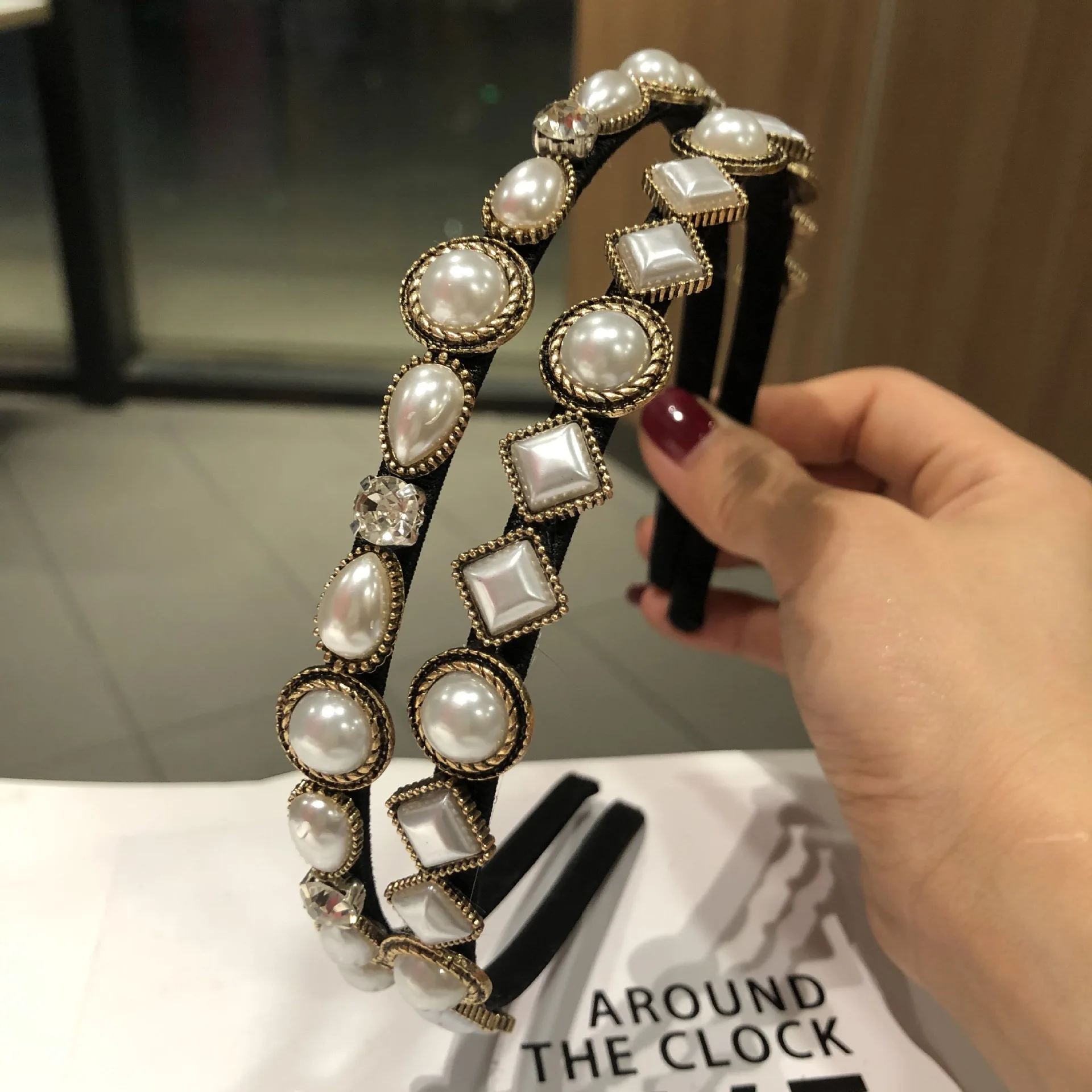 

Pearl Hairband Super Fairy Retro Temperament Short Hair Headdress Hairpin Hairpin Hair Band Female.