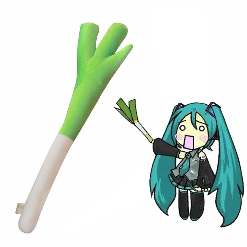 

Kawaii Hatsune Miku Plush Toy Cosplay Green Onion 42Cm Shallot Scallion Short Plushies Stuffed Toys Dance Props Animation Kid