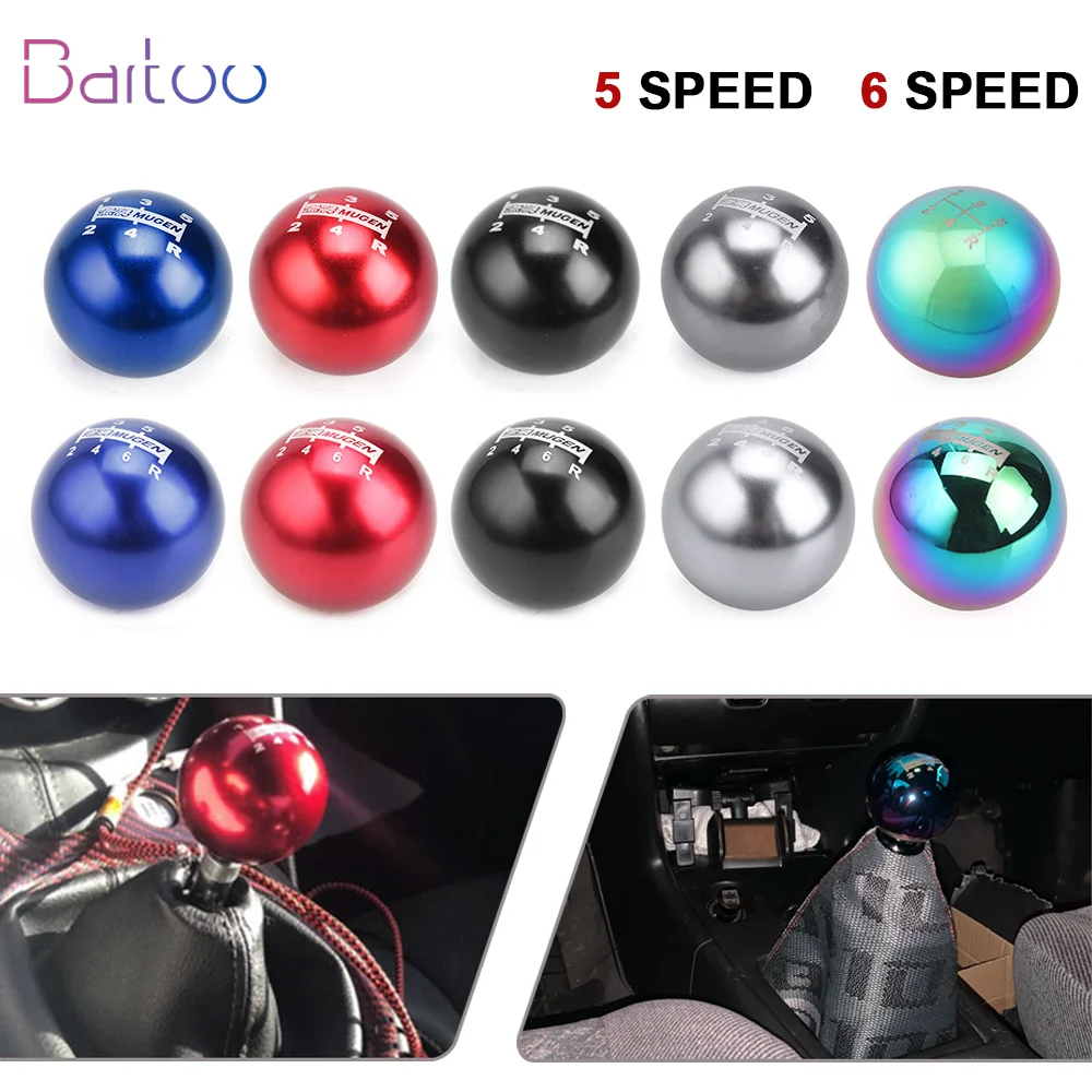 

New MUGEN 5/6 Speed Aluminum Neo Chrome Manual Auto Spherical Round Gear Shift Knob Gear Stick Head Shifter Handle SFN012