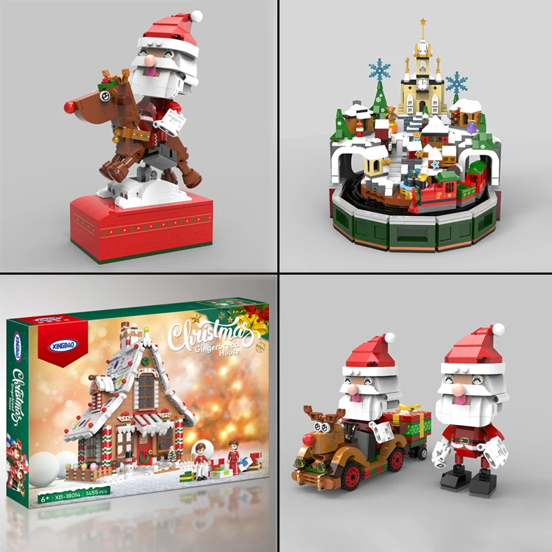 

INGBAO 18021 Blocks Architecture Merry Christmas House Santa Claus Gingerbread Tree Building Blocks Bricks Toy For Kids Gift