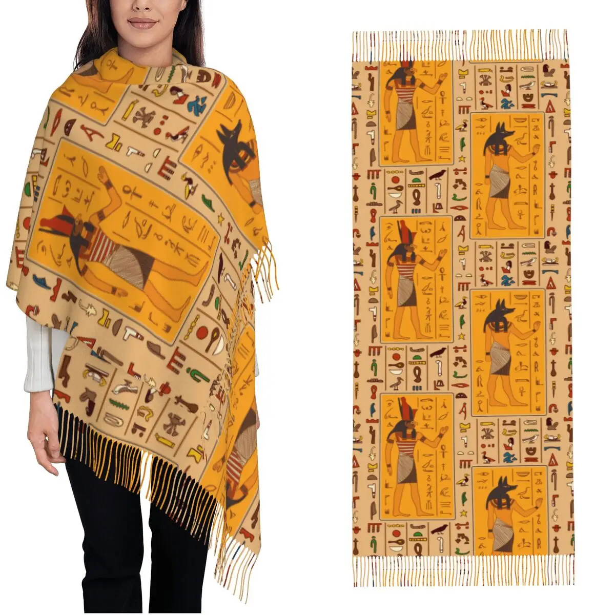 Египетские боги фараон настенный шарф для женщин теплая шаль из пашмины накидка