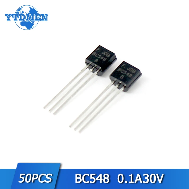 

50 шт., набор транзисторов BC548, силиконовый NPN усилитель транзисторов TO-92 30 в 100 мА, триодный транзистор BJT