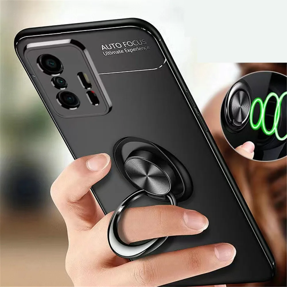 

For Xiaomi 11T Pro Case 11T 11TPro Matte Flexible Carbon Fiber Solid Ring Cover For Xiaomi 11T Ultra 12X 12 Pro Mi 10 9T 8 Lite