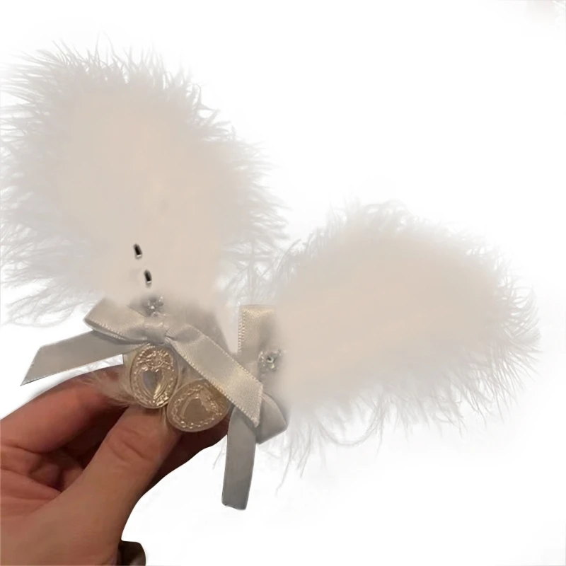 

Feathers Hair Clip White Furry Hairpins 1920s Headpiece Party Hair Accessory