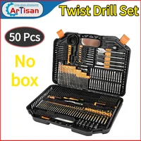 50 pcs twist drill set high speed steel titanium plated drill tool set the whole ground metal reamer tools for cutting drilling