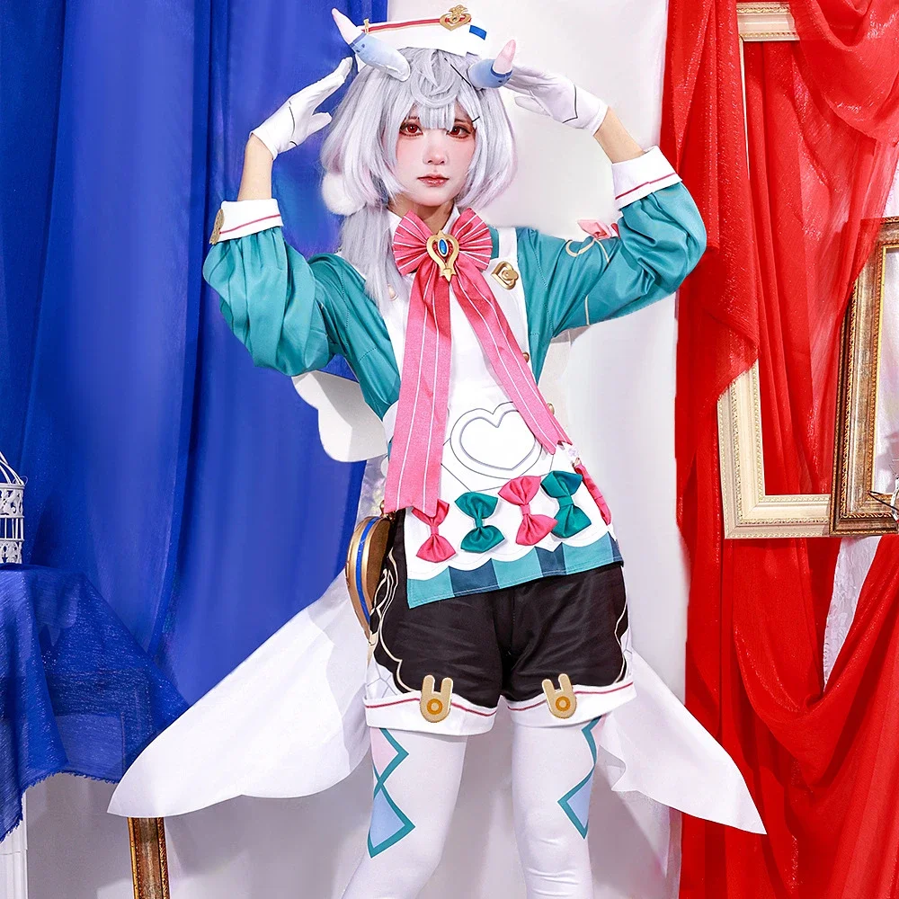 Sigewinne Косплей Genshin ударопрочный костюм шляпа бант ite хвост носки головной убор