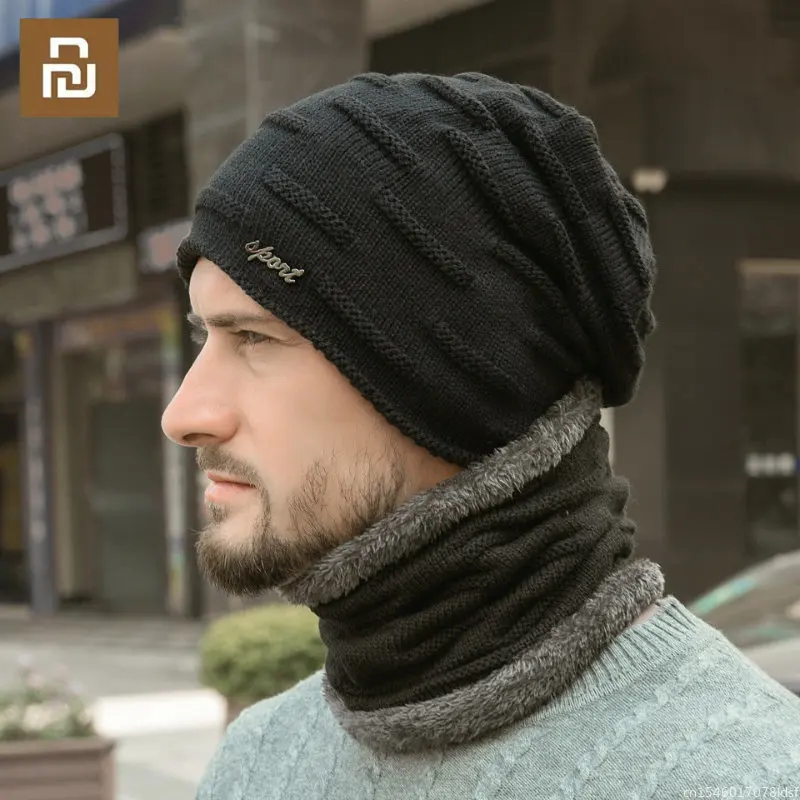 

Осенне-зимние флисовые утепленные шерстяные мужские теплые шапки Youpin для спорта на открытом воздухе с металлическим знаком, шапки с ушами, вязаная шапка с защитой от холода