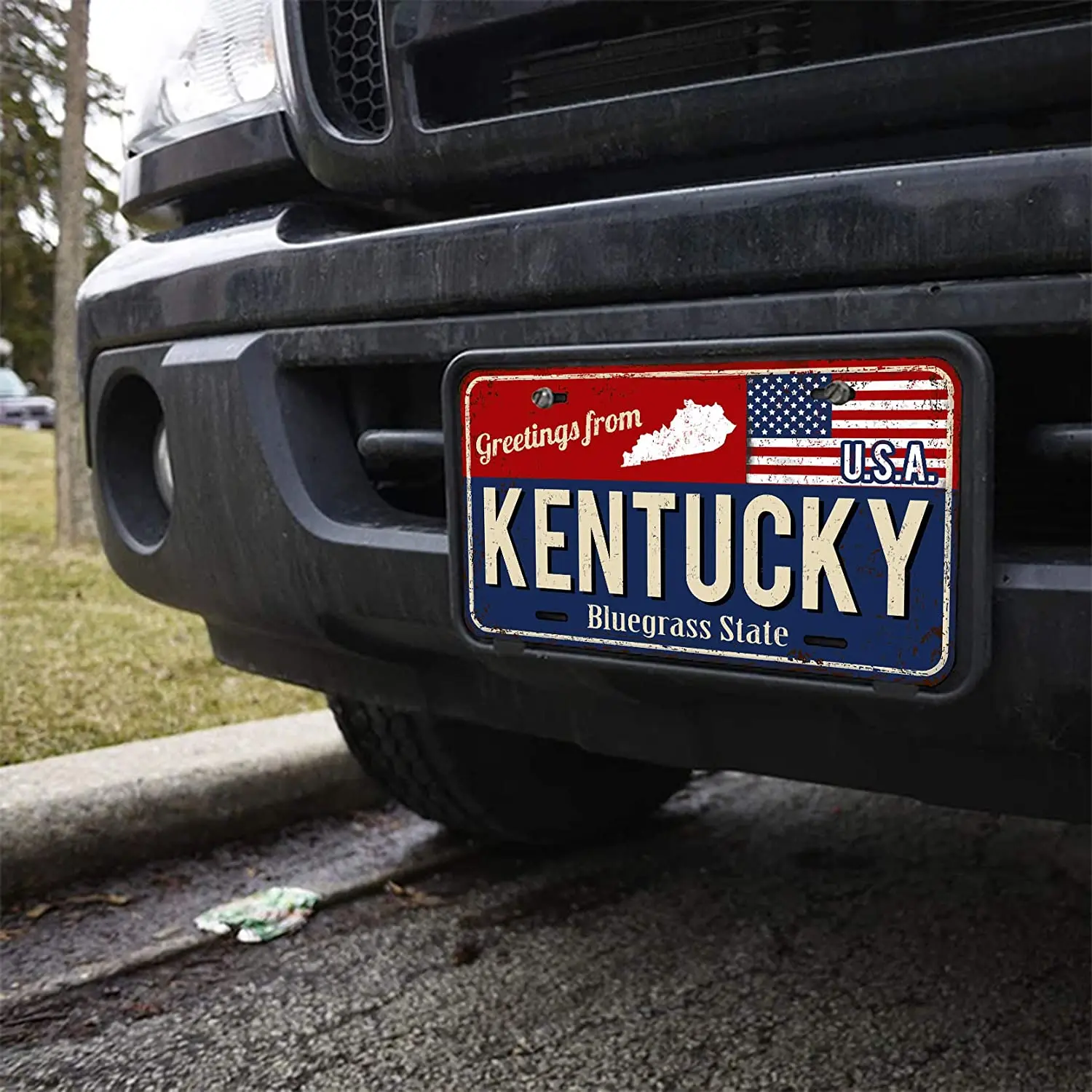 Amбухта номерного знака из Кентукки винтажный Ржавый металлический знак с