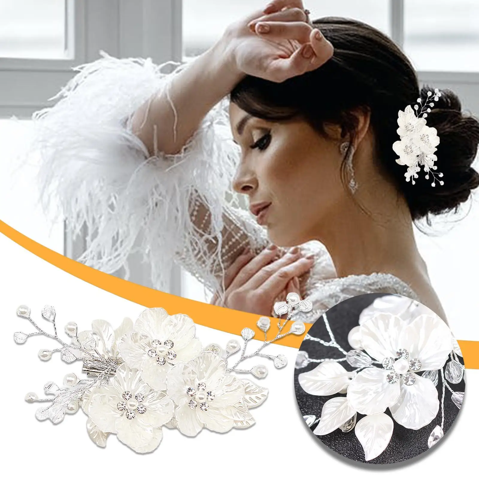 Заколка для волос с кристаллами жемчужинами и цветами гостей свадьбы заколка