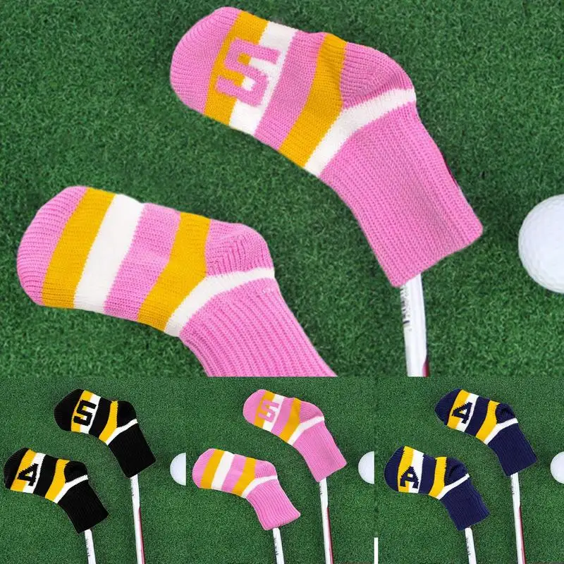 

9Pcs Knit Golf Head Covers with Number Tags Anti-Scratch Putter Headcovers Set Golfing Sports Protector Accessories