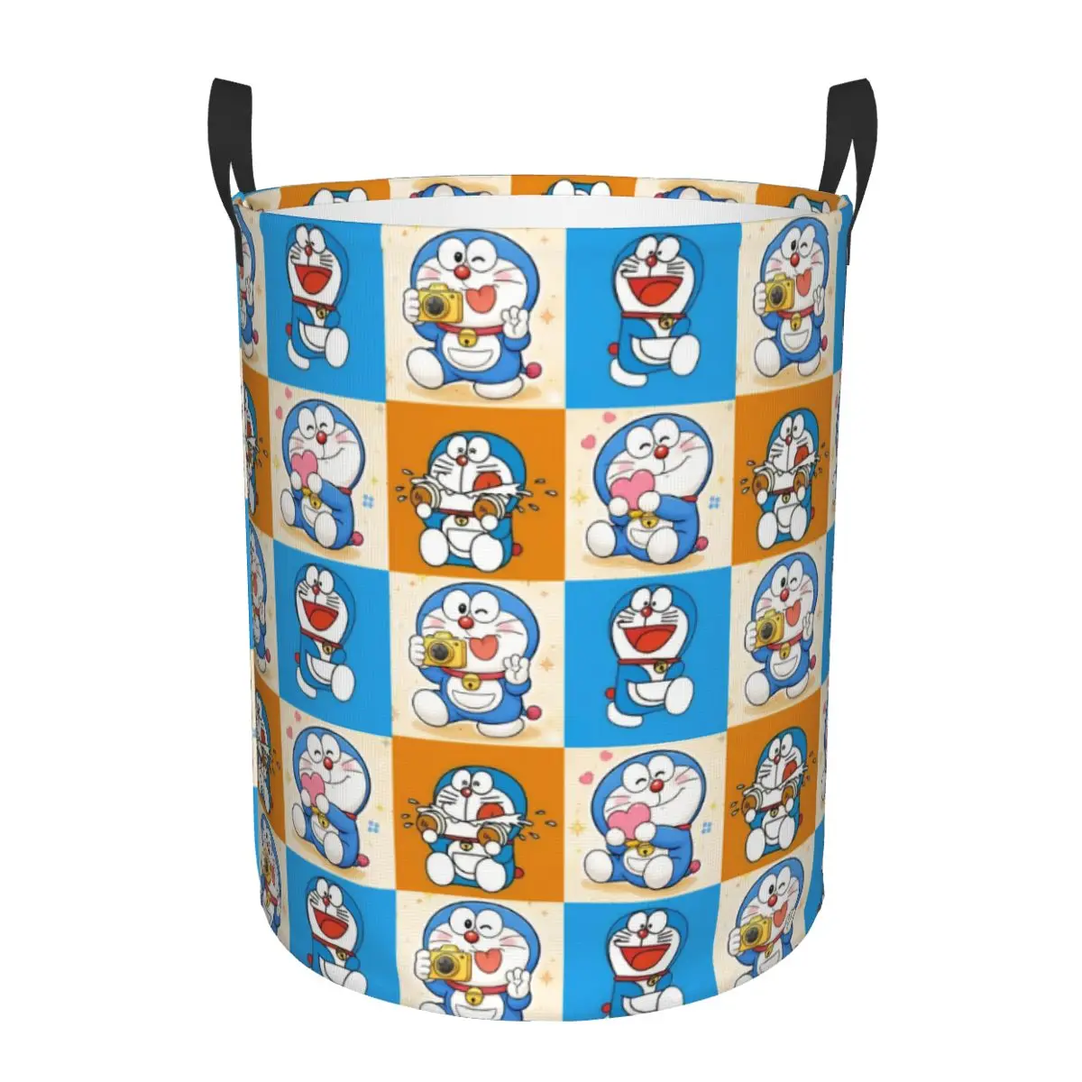 Фото Корзина для белья D-Doraemon в клетку с рисунком аниме, складная, в виде робота-кошки, для хранения одежды, домашняя сумка-органайзер №1