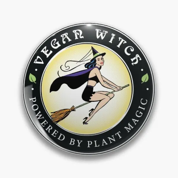 

This Vegan Witch Is Powered By Plant Mag Customizable Soft Button Pin Clothes Funny Gift Creative Collar Cartoon Jewelry Metal