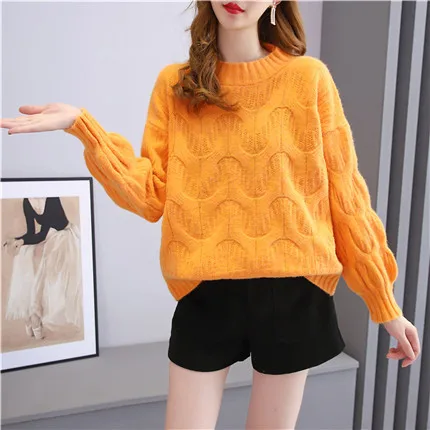

2021 Women's Sweater Autumn Loose Round Neck Fashion Sweater Black