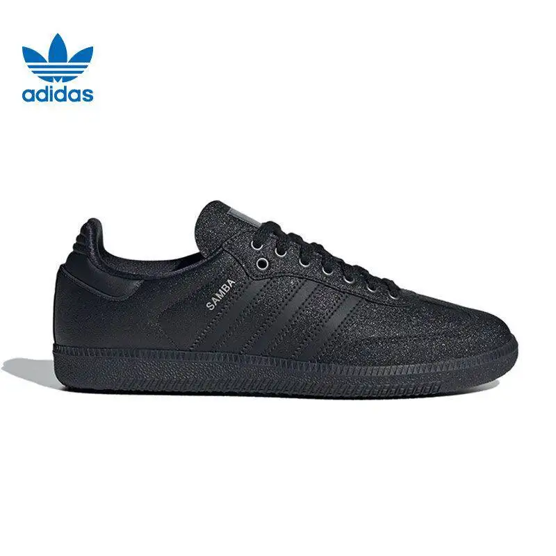 Фото Кроссовки Adidas KI6265 All Black Retro для женщин, полностью черные, легкие, удобные, с резиновой подошвой, для повседневной носки и скейтбординга №3