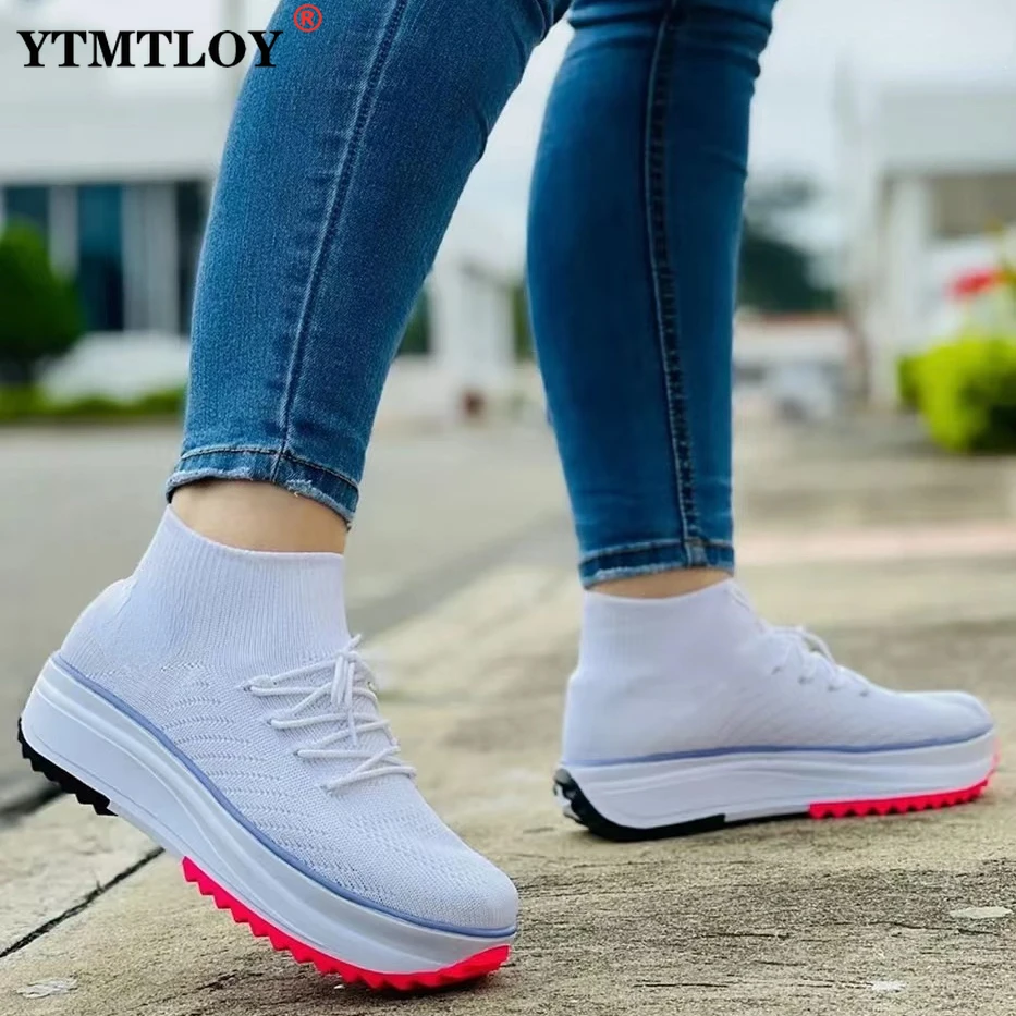 

High Top Summer Casual Sneakers Chunky Breathable Outdoor Jogging Shoes Women Thick Sole Non-Slip Zapatillas New Color 9